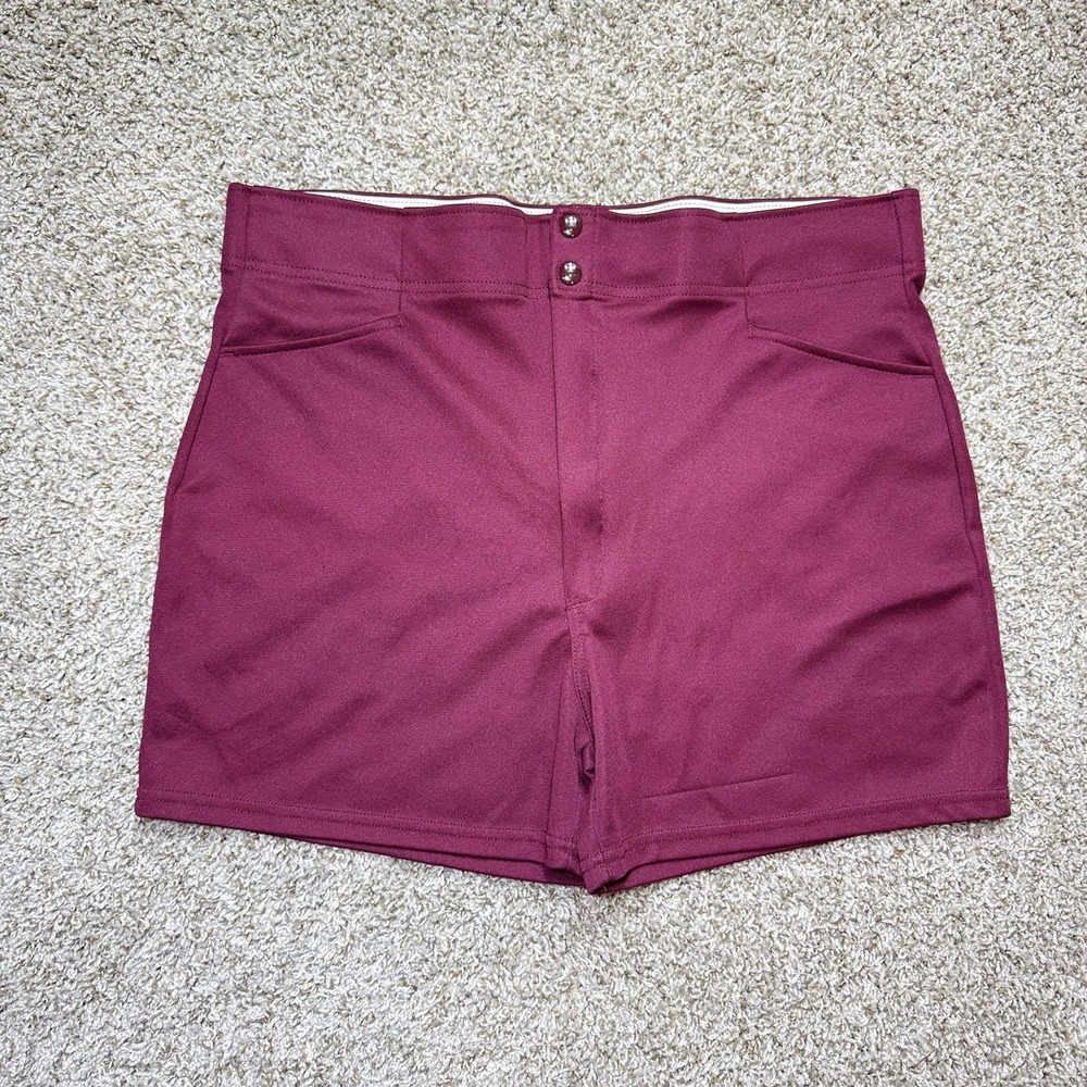 VTG 1980s Voit Mens XL 38.5 Burgundy Gym Teacher Coach Shorts USA 4" Inseam